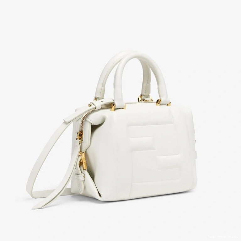 Affordable Bag Mini Fendi Nappa White FF Cube In Leather 0812
